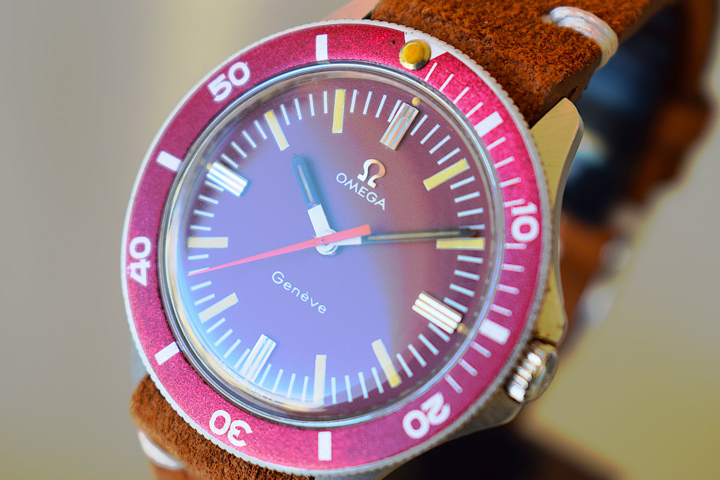 Close-up of the watch dial